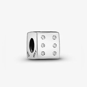 Authentic Pandora ‘Sparkling Dice’ CZ Charm S925 Ale